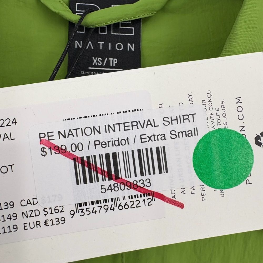 P.E Nation Interval Oversized Button Down Blouse in Peridot Green Size XS NWT - Picture 7 of 9